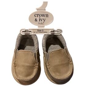 Crown & Ivy Baby Tan Faux Leather Slip On Loafers Size 0 Up to 2 Months